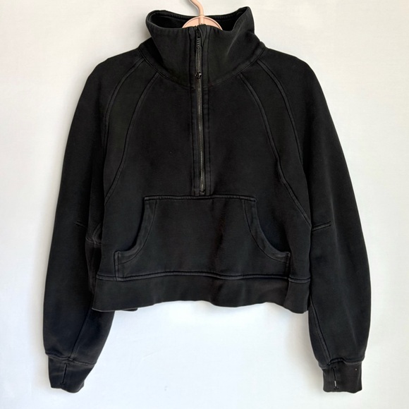 Lululemon Tops - Lululemon Scuba Oversized Funnel Neck Half Zip Crop Sweatshirt Sz M/L Black READ